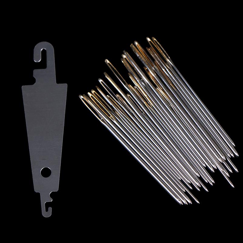 30 шт. иглы для ручного шитья с золотым глазом, иглы для вышивки крестом с нитевдевателем