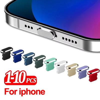 2 шт. Металлические заглушки Алюминиевая пылезащитная заглушка Для iPhone 14 13 12 Mini 11 Pro Max XS 8 Plus iPad AirPods Серии Apple Защитная заглушка порта Lightning