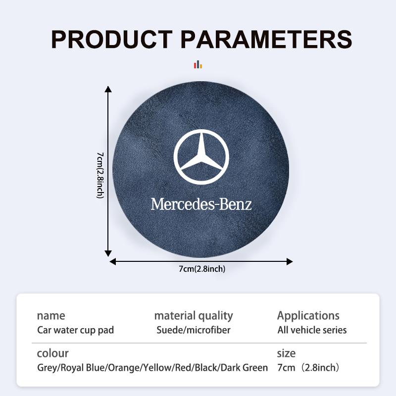 CEV5   Suede Car Coaster Water Cup Holder Anti-Slip Pad Accessories For Benz AMG A C E S G Class W201 W210 W108 W204 W205 W203