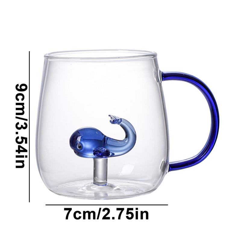 Мультяшная чашка для питья с животным 3D Милая фигурка внутри Прозрачное стекло Мультяшная фигурка дельфина кита Чайная чашка Отличный подарок для детей