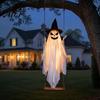 Hanging Wizard Hat Ghost for Porch Halloween Light Up Decoration, Spooky Large on A Outdoor Spirits with Warm Lights Swing Witch Front Yard Tree