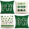 Double-Sided Printed Pillowcase Living Room Sofa Chair Decor Buffalo Plaid Lucky Clover Hat St Patricks Day Throw Pillow Covers