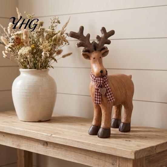 Decorative Animal Figures for Entryway Tables Rustic Elk Ornament, Handcrafted Resin Deer Figurine, Unique Housewarming Gifts Lovers Wildlife