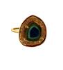 Rare Watermelon Tourmaline Slice Gemstone 925 Sterling Silver Ring Size 8.75 US