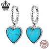 Avle Оригинальные серьги из стерлингового серебра S925 с бирюзовым цирконом в форме сердца (BSE589)