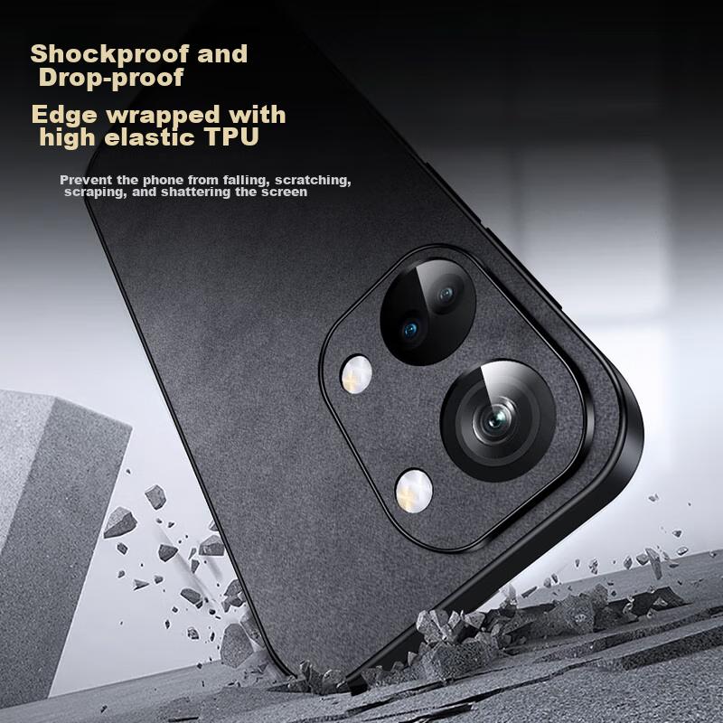 OnePlus ACE2V Phone Case, 1+ ACE2v Protective Cover, Shockproof, Full Lens Protection, Soft, Simple Luxury Silicone Outer Case,n, Leather Cover, Black