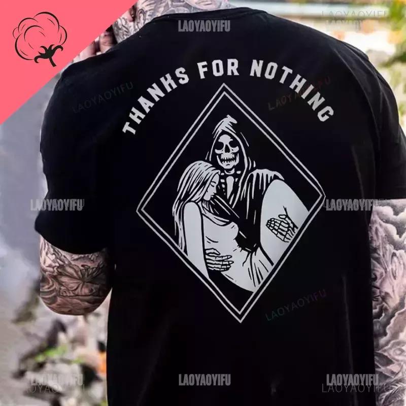 Готические футболки Harajuku Biker Skull Graphic T Shirts Men Fashion Trend Short Sleeve Tops Dark Punk Skulls Retro T Shirt Male Oversize Tee