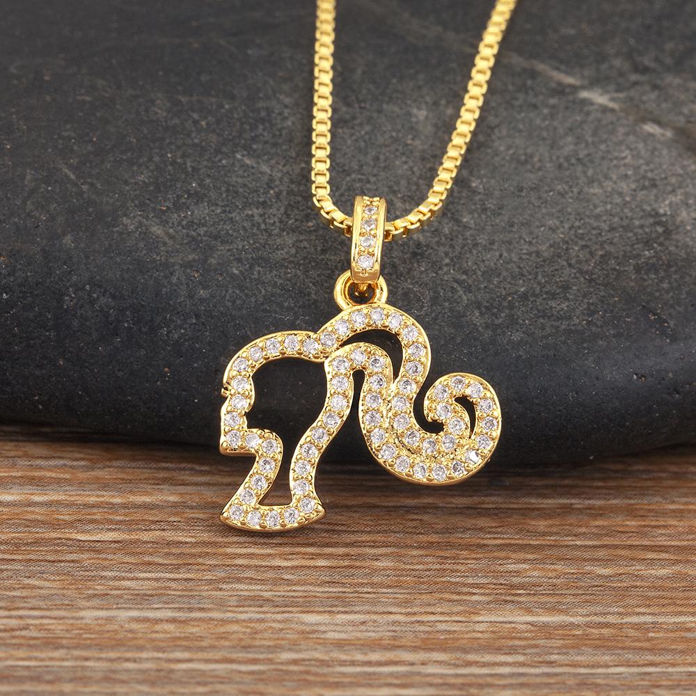 Nidin New Creative Design Girl Shape Pave Shiny Crystal Zircon Pendant Necklace For Female Punk Style Choker Neck Jewelry Gifts