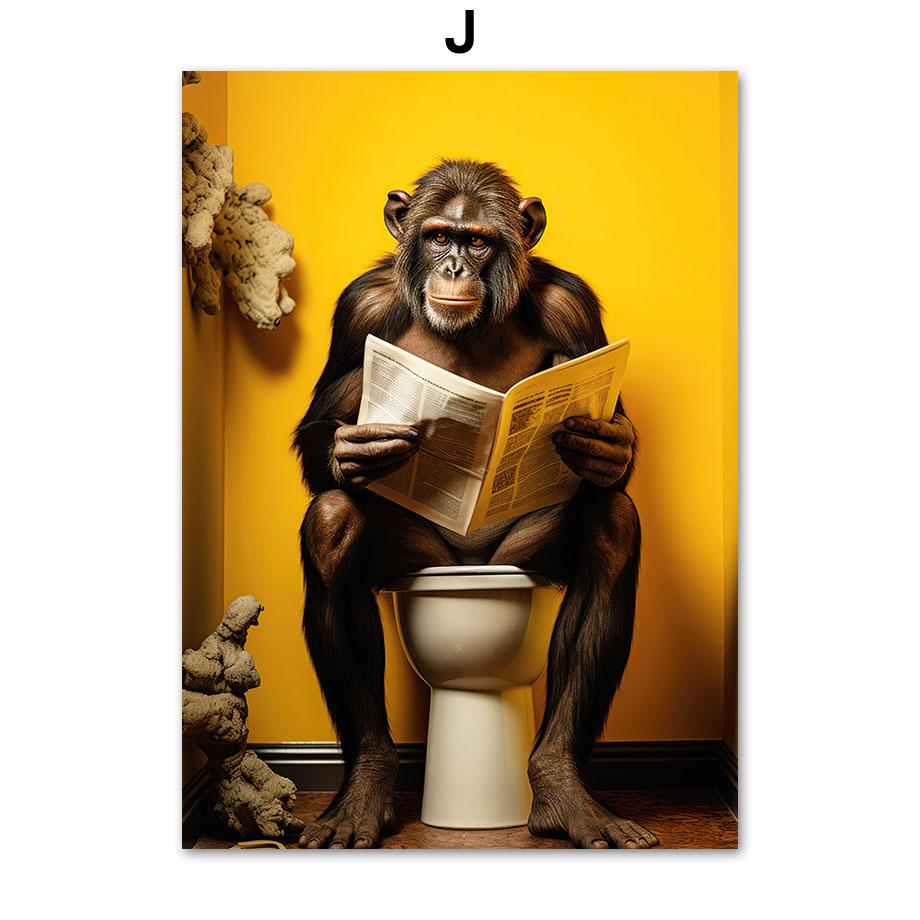 Забавный юмор для ванной комнаты, носорог, крокодил, леопард, сова, кенгуру, слон, собака, настенный домашний декор, туалетный плакат, художественный принт, холст, живопись