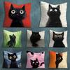 Cute Black Cat Cartoon Art Pillowcase for Sofa Room Office Decor Printing  Merchandise AllMatch Cushion Cover
