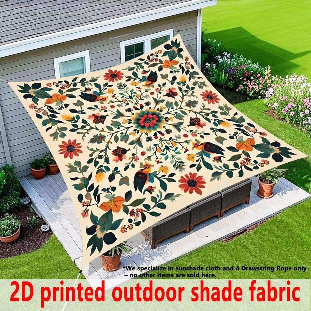 Durable Floral Printed Canopy Cloth Cover UV Resistant Dacron Sunshade Ceiling Cover Bohemian Style Outdoor Canopy Cover Patio
