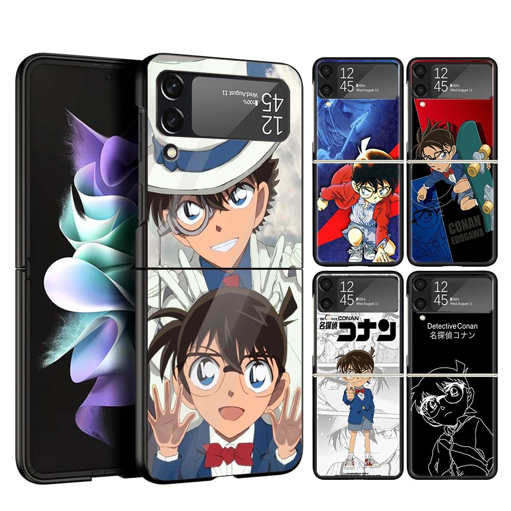 Аниме Чехол Conan для телефона Samsung Galaxy Z Flip 7 6 5 4 3 5G Flip7 Flip6 Flip5 Flip4 Flip3 Черный Fundas Shell Galaxy Z Fl