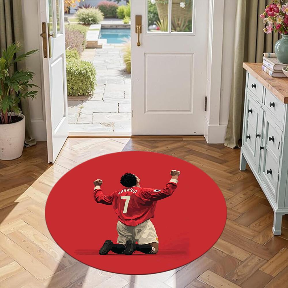 Cristiano Ronaldo Round Carpet Suitable for Kitchen Dining Room Game Room Balcony Anti-slip Round Rug Office home decor