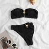 Two-piece Color-blocking Bikini Swimsuit Female Sexy Small Pit Strip Swimsuit