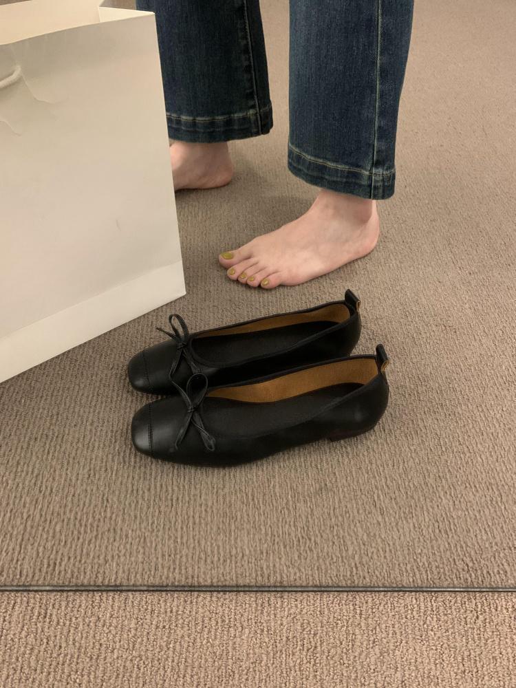 With Skirt Fairy Style Silver Soft Leather Soft-soled Grandma Shoes One Pedal Light Mouth Ballet Shoes Gentle Evening Single Shoes