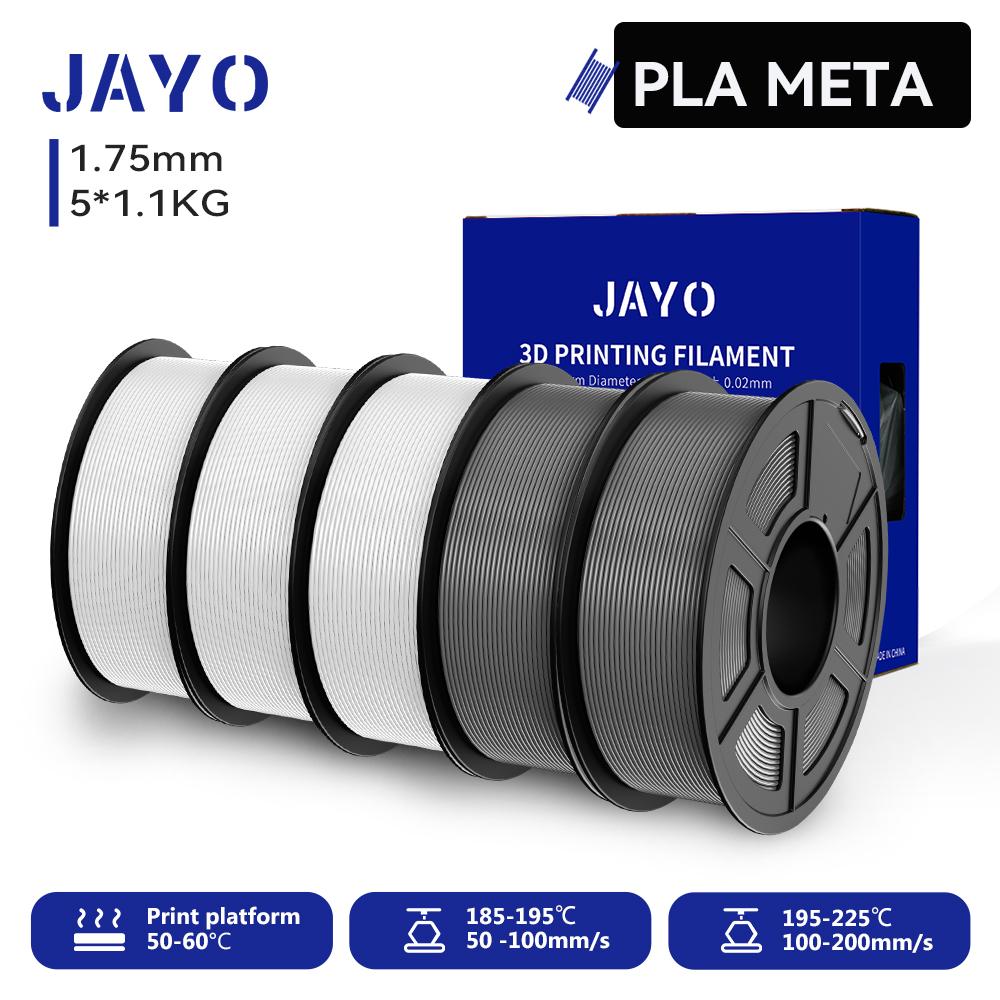 JAYO 5 Rolls 3D Printer PLA/PETG/PLA+/PLA Meta/PLA Matte Filament 1.75mm 3D Printing Materials for 99% 3D FDM Printer & 3D Pen