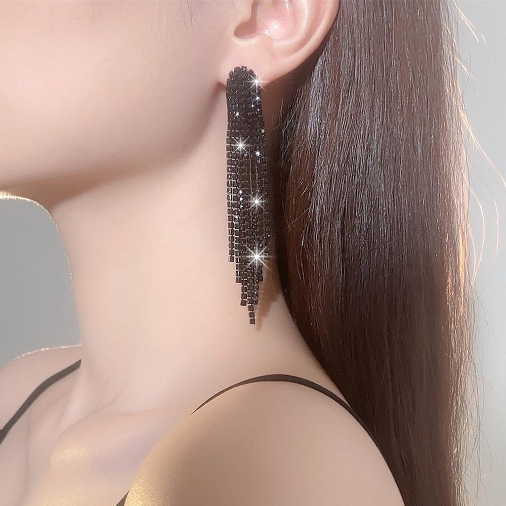 Премиальное чувство роскоши супер-вспышки длинные серьги с кисточками из кристаллов модный темперамент универсальные серьги вечерние серьги женские серьги 1 пара