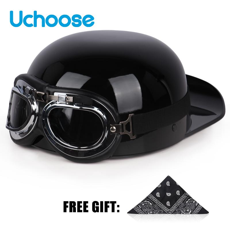 Винтажный шлем Uchoose с открытым лицом, полушлем для мотокросса, скутер, крейсер, чоппер, бейсбольная кепка, шлем, летняя езда
