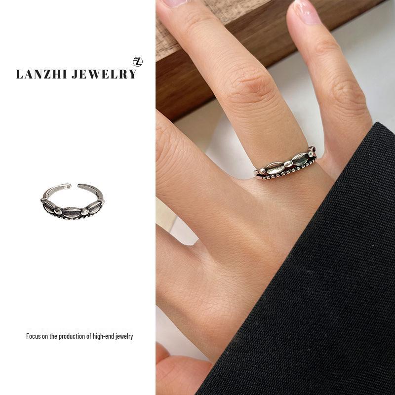 Тайское серебро Женское наборное кольцо - Серебро 925 пробы, Нишевый дизайн, Простые и универсальные украшения