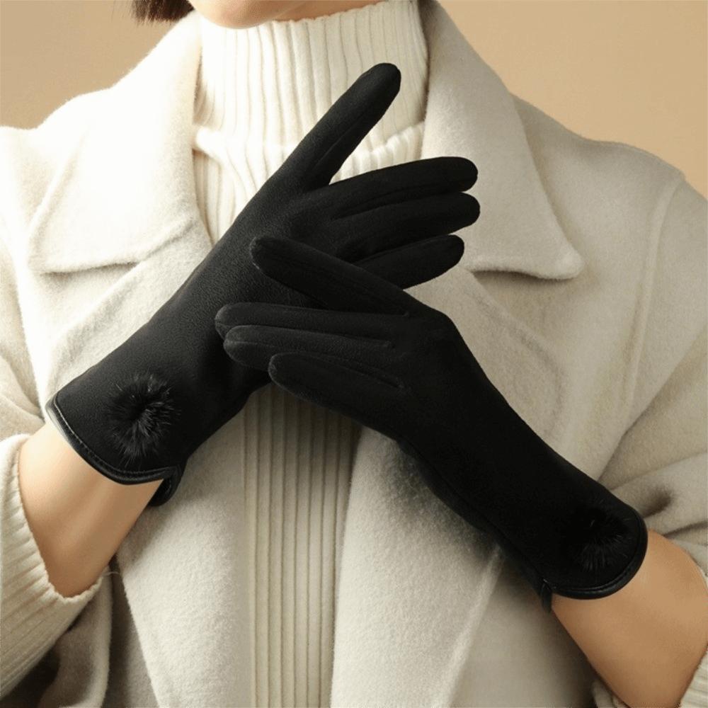 Windproof Suede Gloves Fleece Cycling Mittens Fashion Winter Women's Gloves Female
