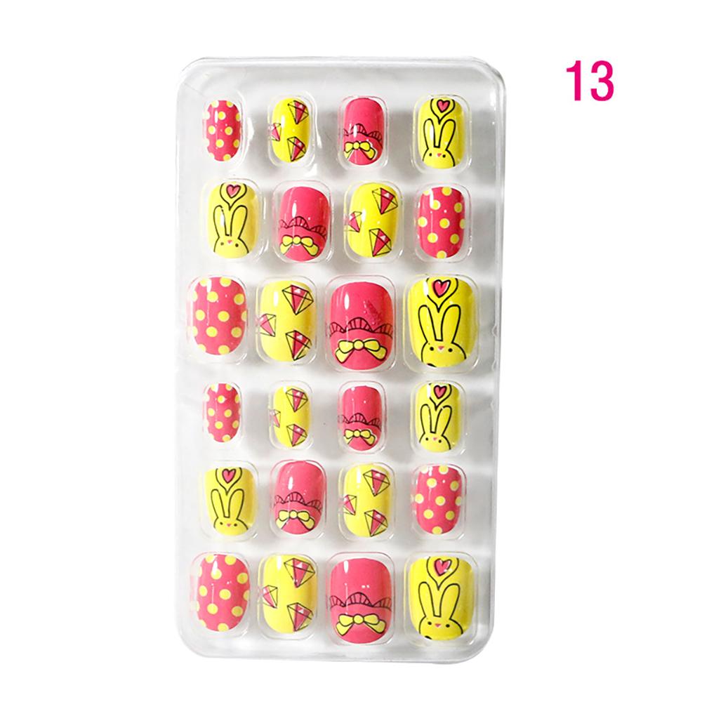Children Press On Candy Color Self Adhesive Fake Nails False Nails Nail Art Manicure Tips