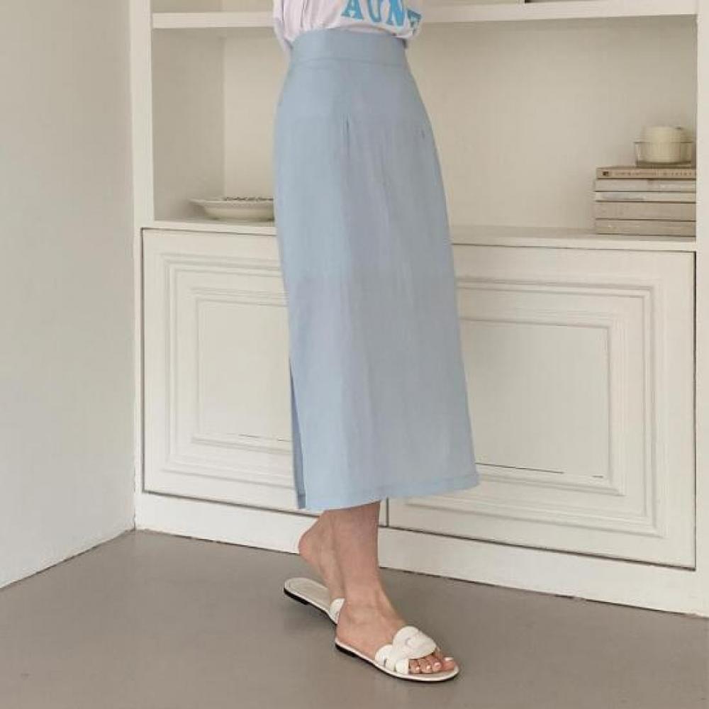 New Arrivals Open Run Domel Simple Slit Banding Women Summer Long Skirt