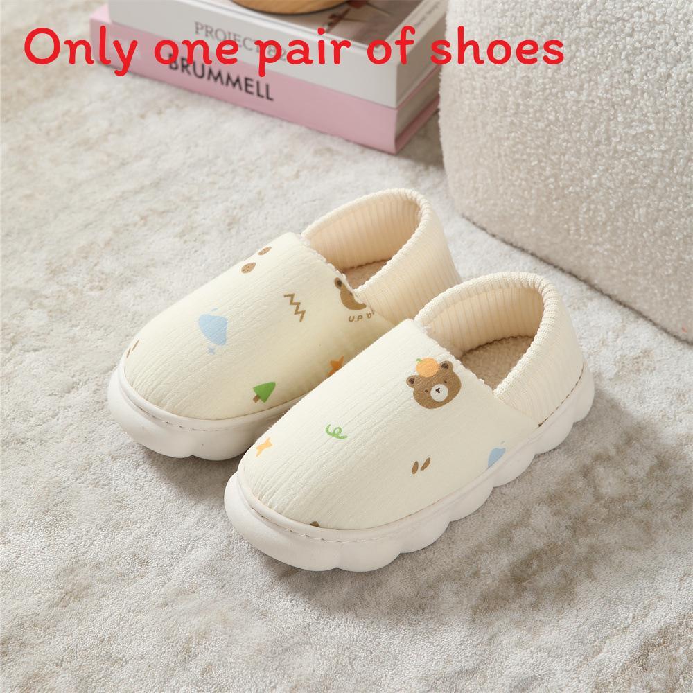 Winter Plush Slippers For Women And Men With Nonslip Sole And Bear Print Design For Home Comfort