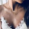 Simple Women's Fashion Multi-layer Chain Sequins Circle Pendant Choker Necklace Jewelry Accessories