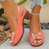 New Plus-size Shoes, Thick-heeled High-heeled Fish-mouth One-shoulder Sandals for Women