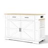 Kitchen island with pull-out worktop, 120×50×93cm, power strip, 2 drawers, double-door cabinet, adjustable shelf, towel holder & 7 casters, white/oak