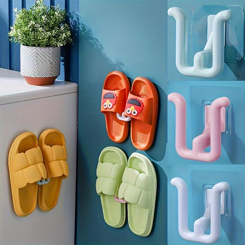 3pcs Colorful Self-adhesive Slipper Racks - Waterproof for Bathroom, Kitchen and Bedroom Decoration