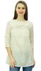 Women's 3 4 Sleeves Designer Lace Short Tunic Cotton Blouse Summer Casual