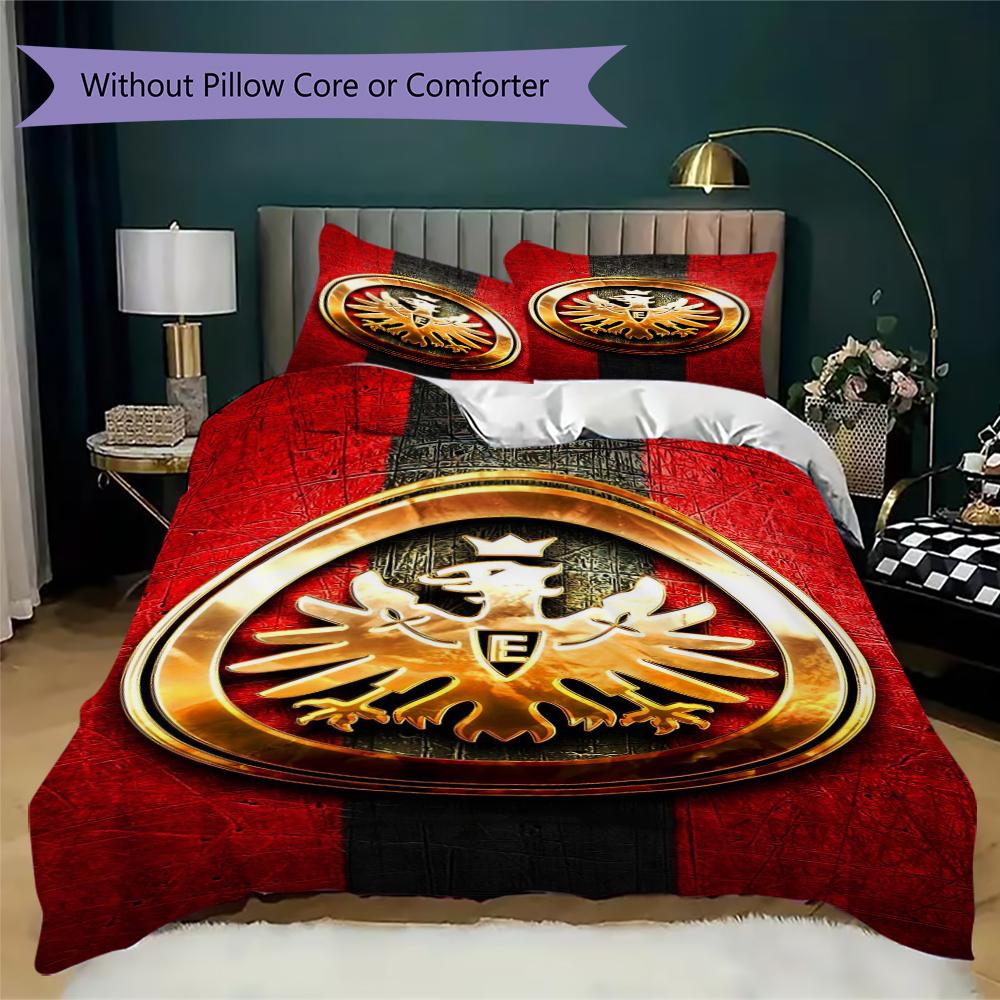 Eintracht Frankfurt Pattern Bedding uilt Set uilt Cover Pillowcase Home Decoration Birthday Gift (1 * duvet cover + 2 * pillowcase without core)