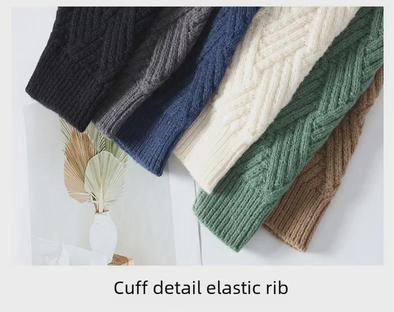 Мужской однотонный свободный свитер с круглым вырезом - повседневная плетеная вязка для осени и зимы