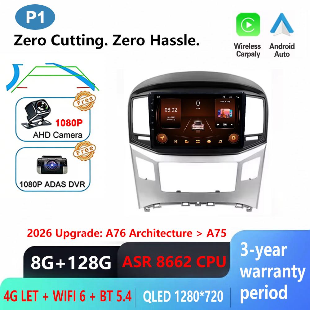 2K Incell Screen Android 16 CarPlay Car Radio For Hyundai H1 Grand Starex i800 TQ 2015 - 2018 Multimedia Video Player GPS Car