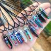 7 Chakra Healing Crystal Necklaces, Natural Hexagonal Chakra Crystal Gemstone Pendant Necklaces, Pointed Quartz Stone Jewelry