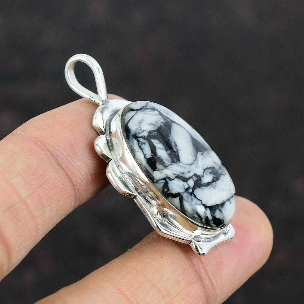 Подвеска Pinolith Jasper, оригинальный кулон из драгоценного камня, дизайнерское украшение ручной работы, кулон из стерлингового серебра 925 пробы, уникальный стиль, кулон, подарок для друга