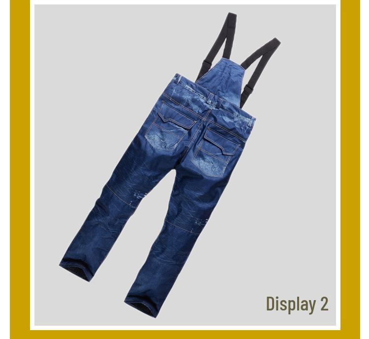 Windproof Waterproof Jeans-Style Ski Pants: Thick, Warm, and Wear-Resistant Cotton Fabric.