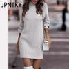JPNTKY Women's Fashion Casual Solid Color Print Autumn Winter Long Sleeve Half Turtleneck Loose Sweaters