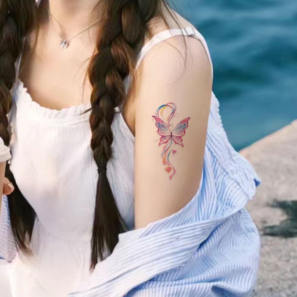 Девушка Красочная Бабочка Тату Наклейка Нишевая Тату Полуперманентная Наложенным Платежом Наклейка Тату Наклейка F9F6