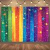 A vibrant single-panel rainbow star-shaped gradient photography background and party banner - suitable for the living room