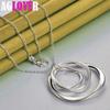 925 Sterling Silver Three Circle Pendant Necklace Jewelry