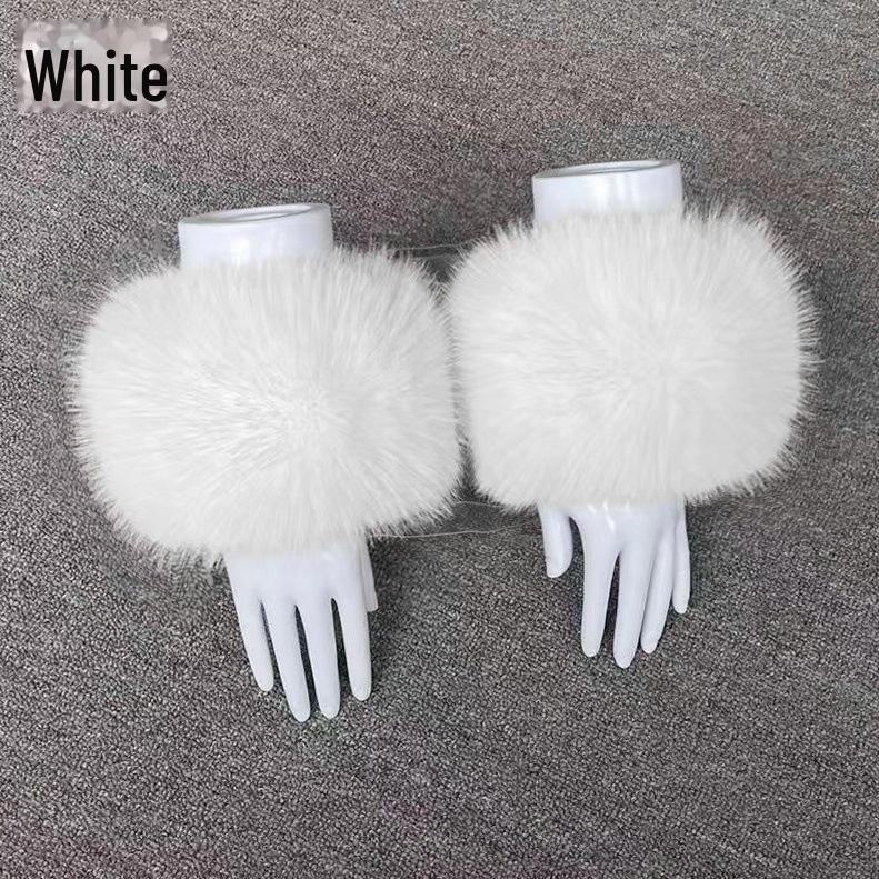 Женские зимние плюшевые меховые манжеты на запястья - перчатки с рукавами из искусственного меха лисы, енота, кролика.