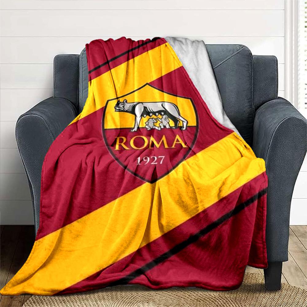 AS Roma Logo Print Flannel Blanket High Quality Warm Comfortable Cover for All Seasons Perfect for Gifts Home Decor