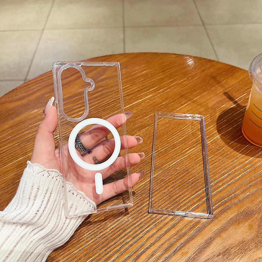 Clear Acrylic For Magsafe Magnetic Case For For Samsung Z Flip Z Fold 7 6 5 4 3 ZFlip7 Flip6 Wireless Charge Shockproof Bumper Cover