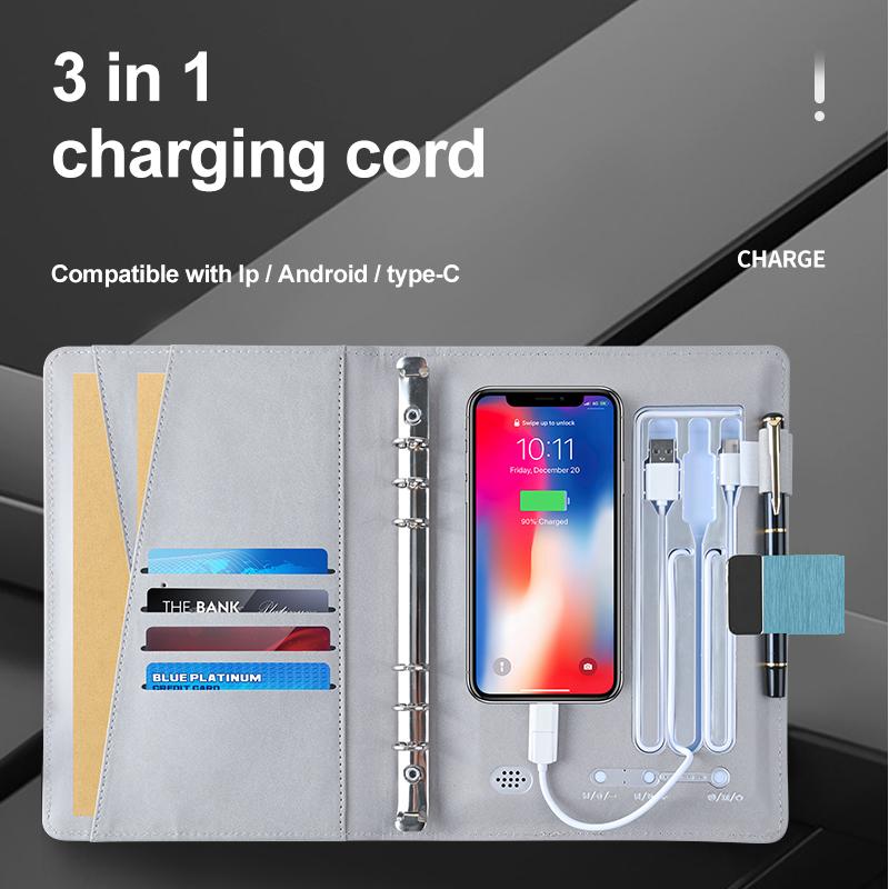 Custom Logo A5 Diary Charging Notebook with 10000mAh Powerbank 16gGB Supports Wireless 2024 Agenda with Ballpoint Pen