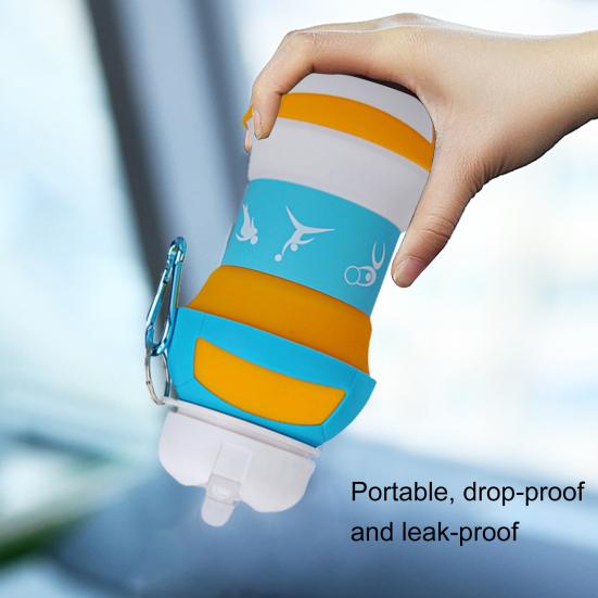 Yousheng 550 мл складная бутылка для воды большой емкости широкого калибра в форме теннисного мяча детская силиконовая спортивная бутылка для кемпинга