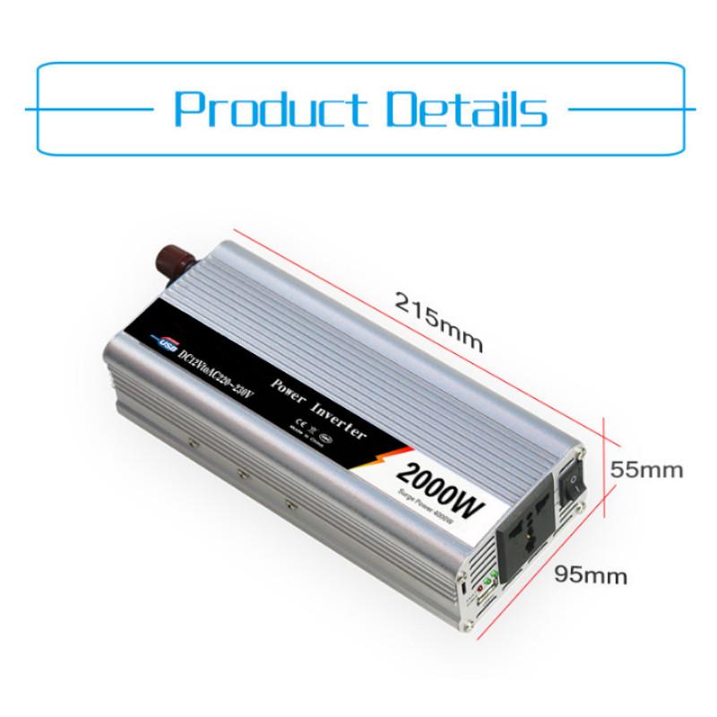 Преобразователь мощности 2000 Вт Бытовой многофункциональный адаптер питания Портативный автомобильный инвертор