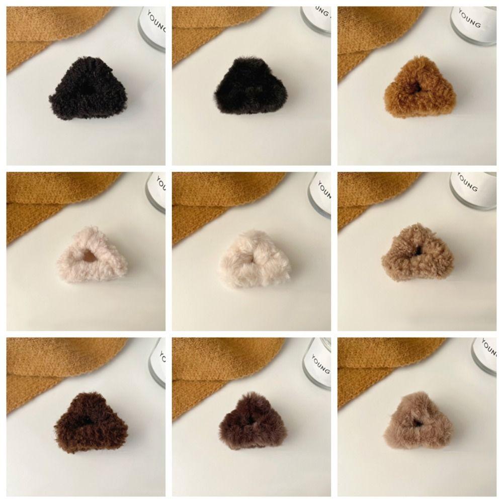 Hollow Plush Cat Ear Hair Clip Lambhair Mini Cat Ear Hairgrip Sweet Small Bear Ear Hair Claw Daily