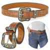 PU Leather Floral Engraved Leather Belt Cowgirl Cowboy Country Belts  for Jeans Pant